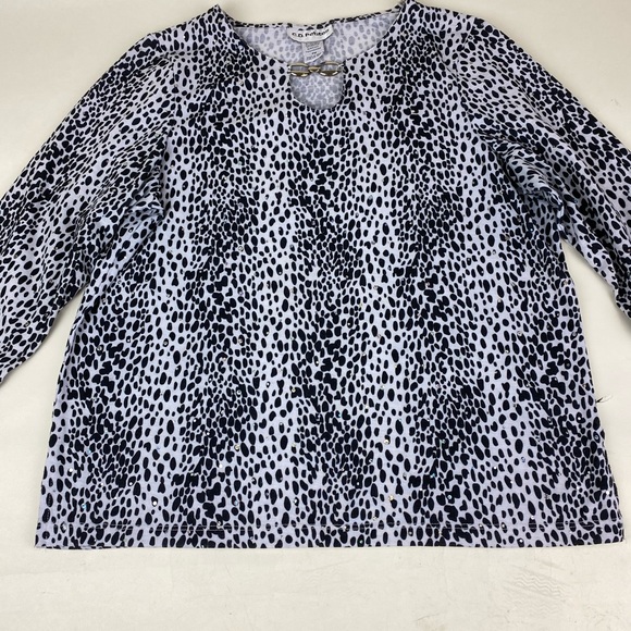 CD Petites-Animal Print-3/4-Sleeves blouse-Size PM - Picture 1 of 6